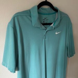 Nike Men’s Polo Dri-Fit l Large Golf Shirt | Teal Seafoam Green Textured Collar